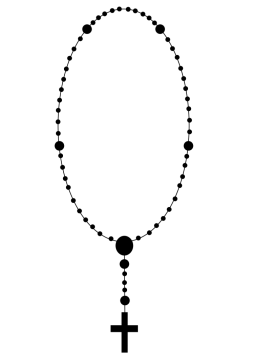 a black and white image of a rosary