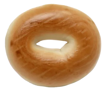a close up of a bagel on a white background