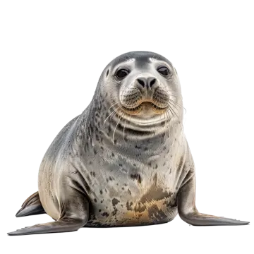 a grey seal on a white background