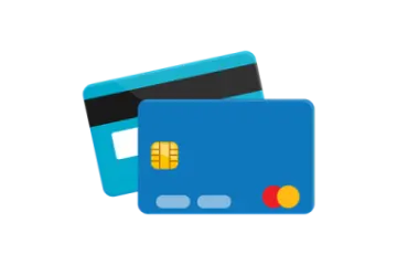 two credit cards, one blue and the other green