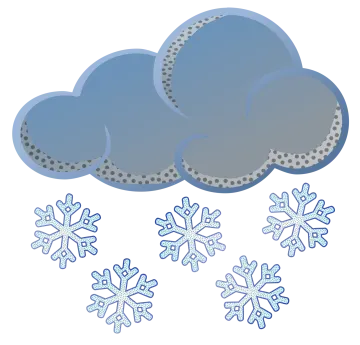 a cloud with snow flakes on it