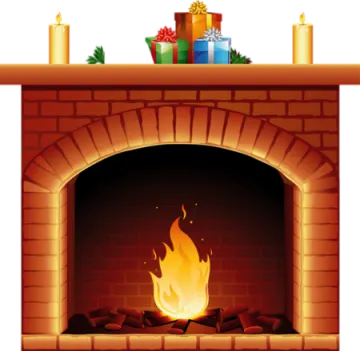 a fireplace with presents on top of it
