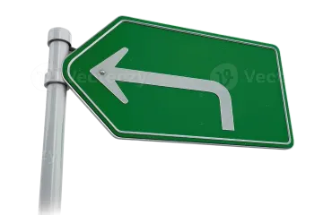 a green street sign with an arrow pointing left