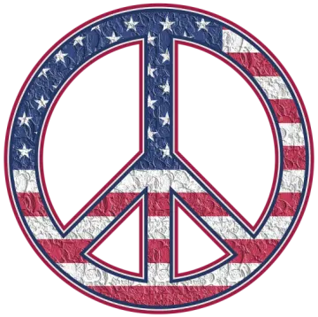 a peace sign with the american flag painted on it