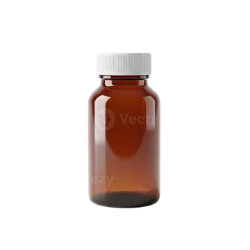a brown glass bottle with a white cap