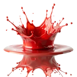 a splash of red liquid on a white background