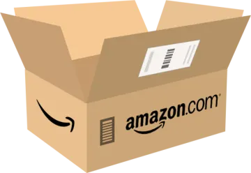 an amazon box with the amazon logo on it