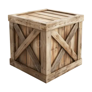 a wooden crate box on a white background