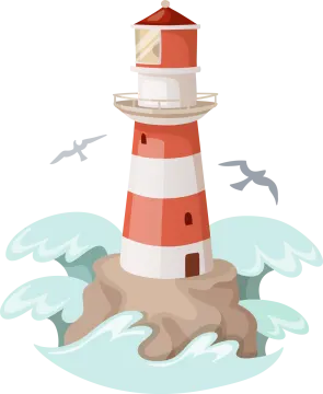 a red and white lighthouse on top of a rock