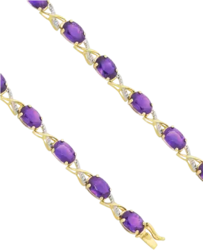 14k yellow gold amethite and diamond bracelet