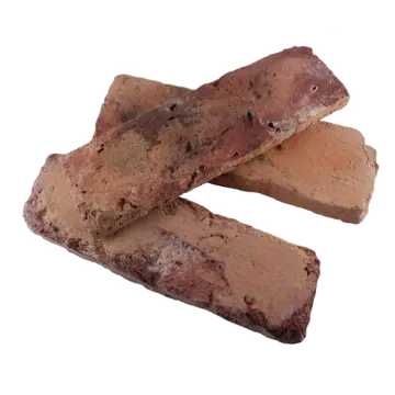 three pieces of red brick on white background