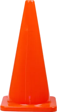 an orange traffic cone on a white background