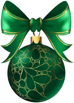 a green christmas ball with a bow
