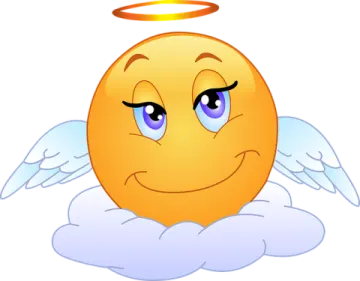 a smiley face with angel wings