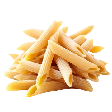 a pile of cooked pasta on a white background