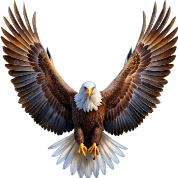 an eagle flying with its wings spread out