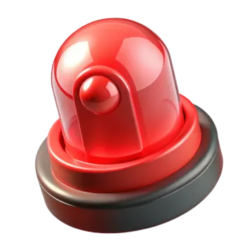 a red push button on a white background