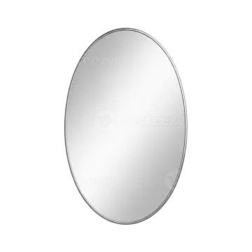 an oval mirror on a white background