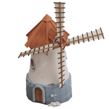 an old windmill with a wooden roof