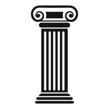 a black and white icon of a column