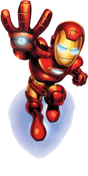 a cartoon iron man flying through the air