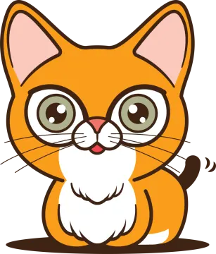 a cartoon cat with big eyes