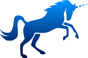 a blue horse silhouetted against a white background