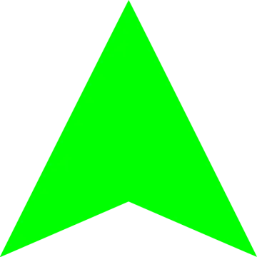 a green triangle on a white background