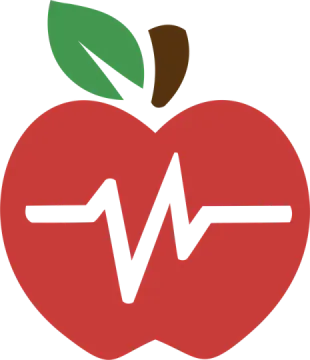 a red apple with a green leaf on top