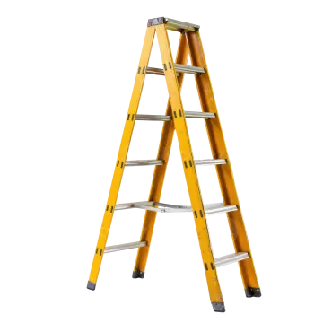 a yellow ladder on a white background