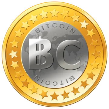 a gold and silver coin with the word bc on it