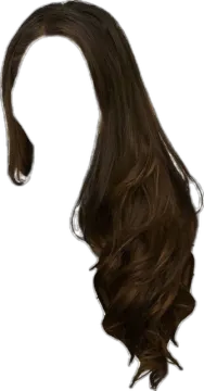 a woman with long brown hair on a white background