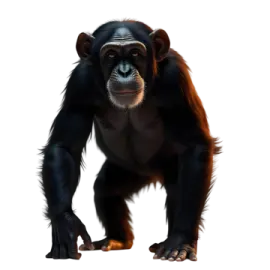 an orangus standing on a white background