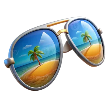 a pair of sunglasses with palm trees on the beach