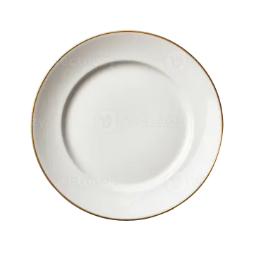 a white plate with gold rim