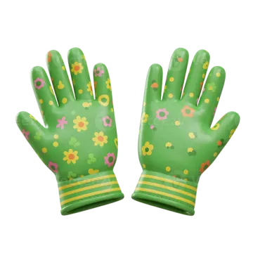 a pair of gardening gloves with flowers on them