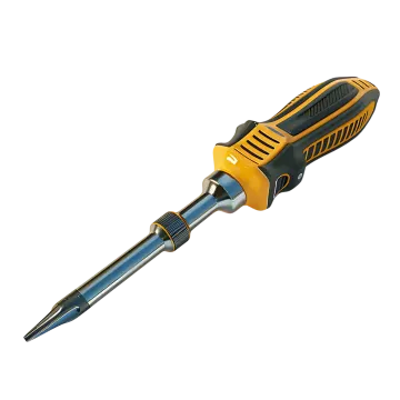 a drill with a yellow and black handle