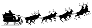 a black and white image of santa's sleiing