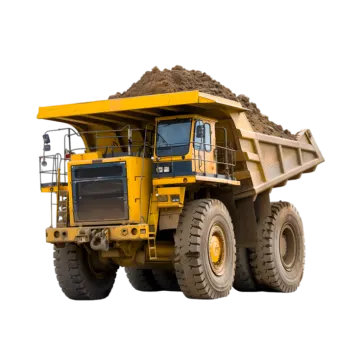 a large yellow dump truck on a white background