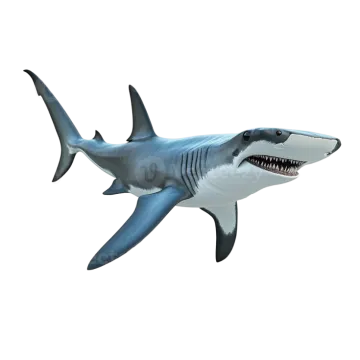 a great white shark on a white background