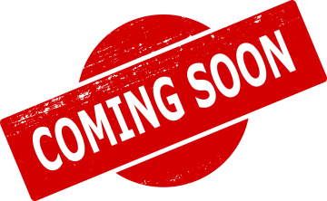 a red stamp with the word coming soon on it