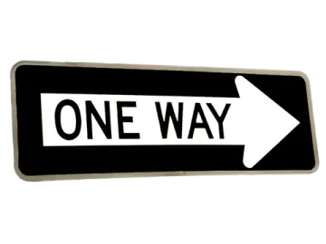 a one way sign with an arrow pointing left