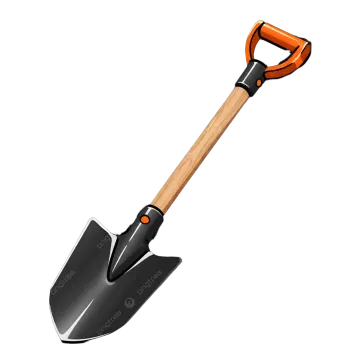 a shovel with a wooden handle