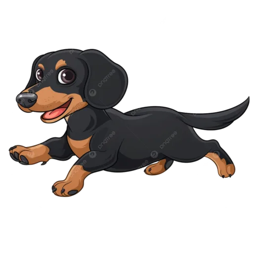a black and brown dog running on a white background