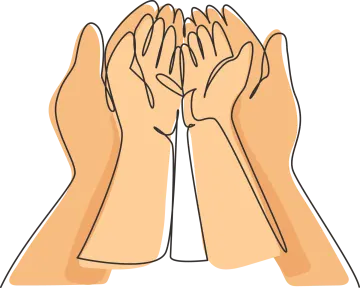 a pair of hands holding each other hands