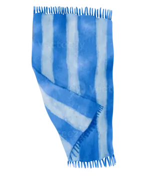 a blue and white striped scarf on a white background