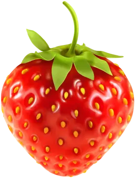 a red strawberry with a green leaf on top