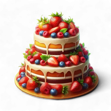 a cake with strawberries and berries on top