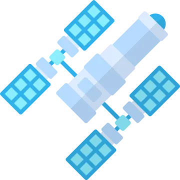 a blue and white icon with squares on it