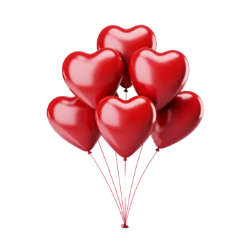 a bunch of red heart shaped balloons